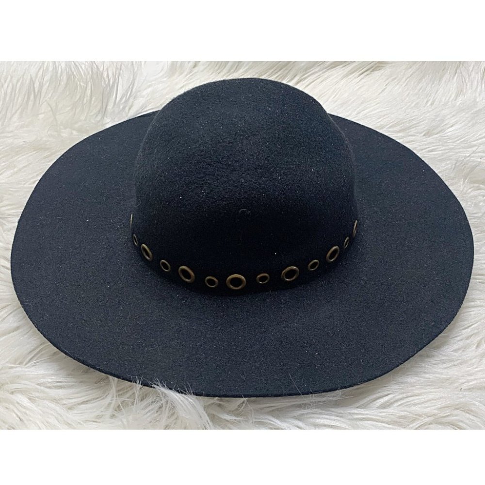 Floppy-Brim Embellished Felt Hat in Black - Picture 4 of 7